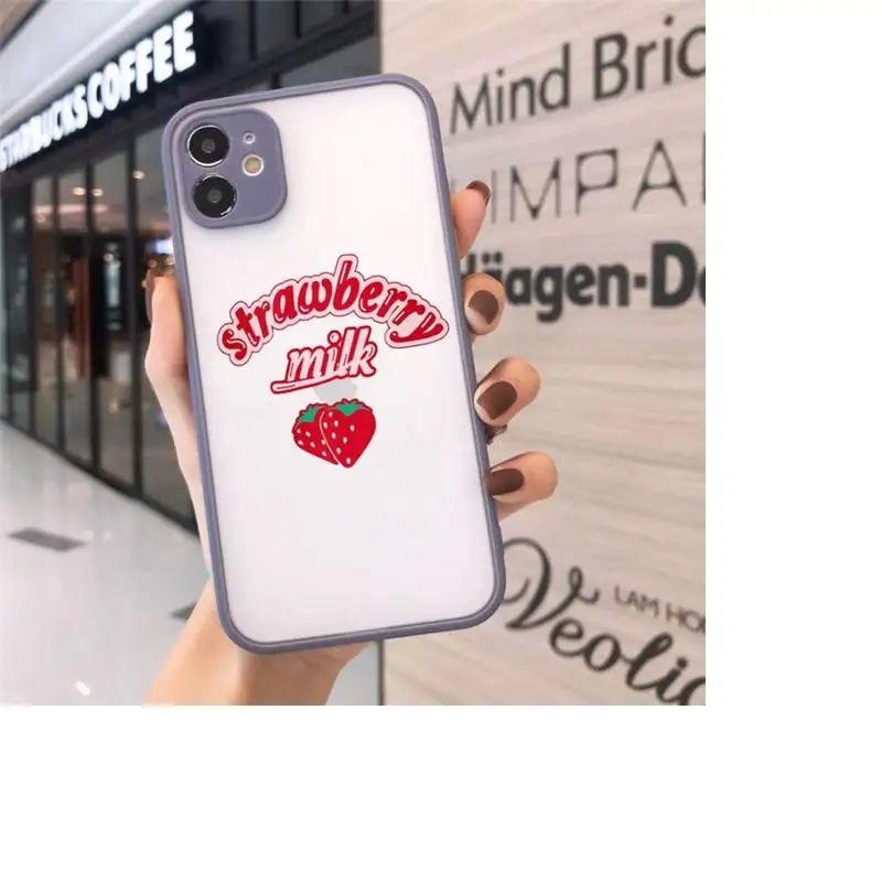 

Cartoon fruit strawberry cherry Phone Cases matte transparent For iphone 7 8 11 12 plus mini x xs xr pro max cover