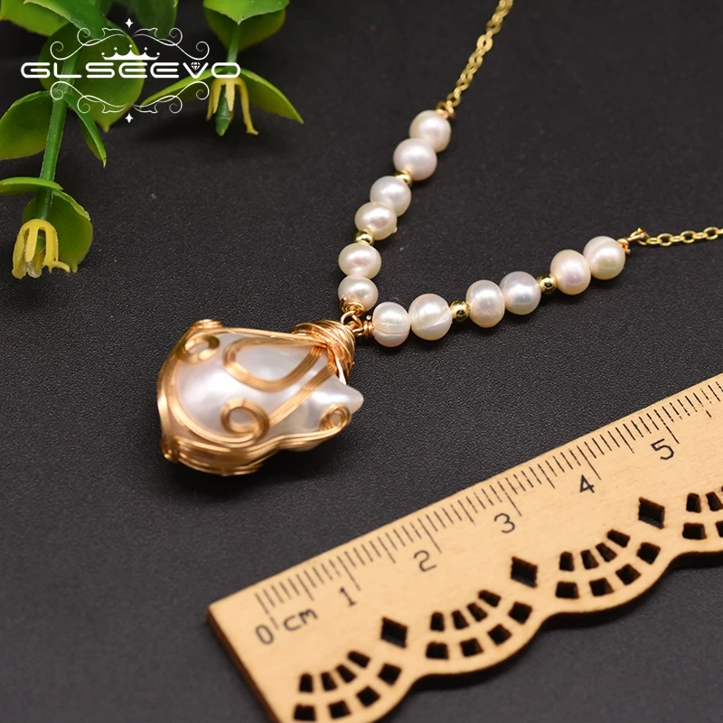 GLSEEVO натуральный пресноводный барочный жемчуг длинные ожерелья для женщин