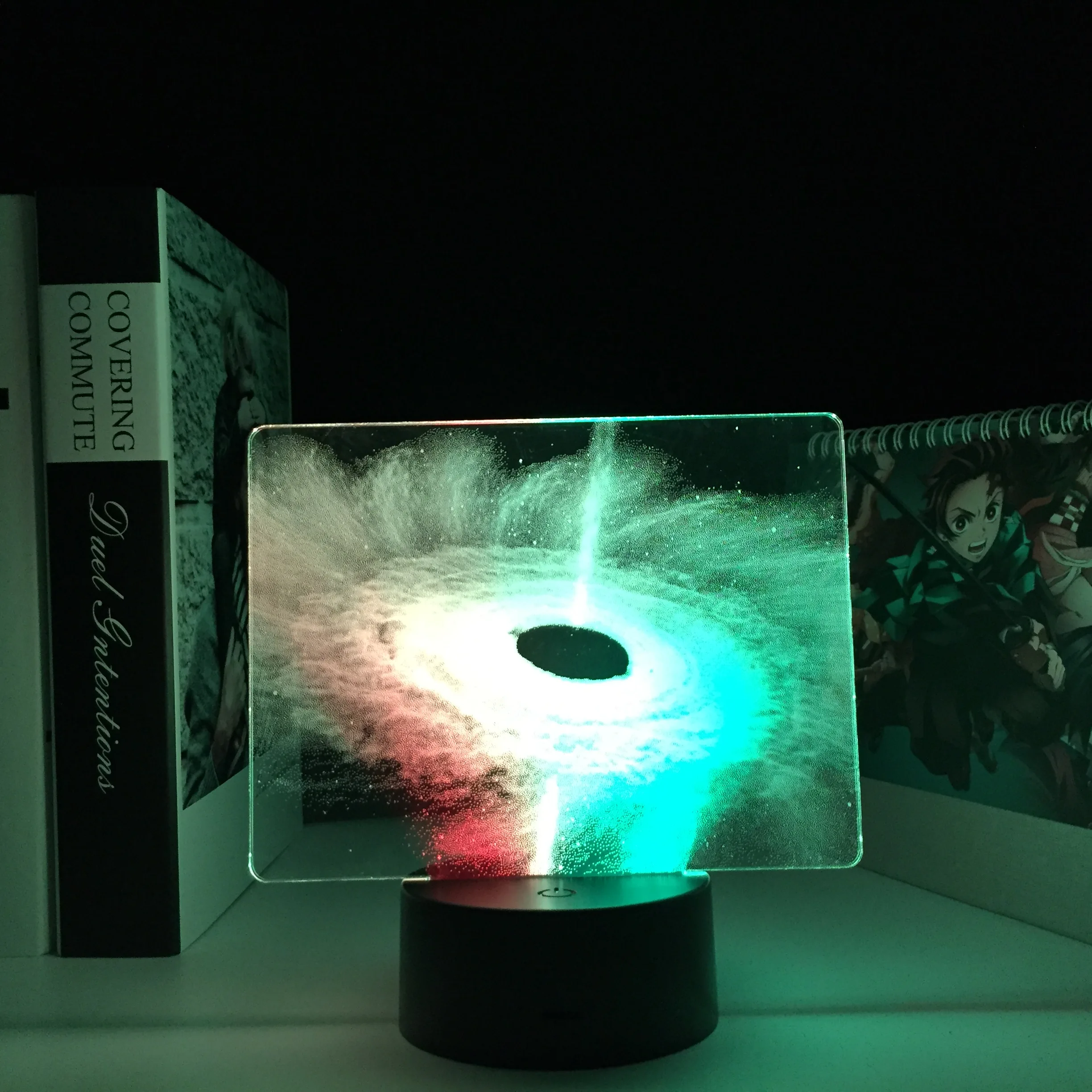 Космический черный двухцветный ночник с отверстием для детей лампа в подарок на