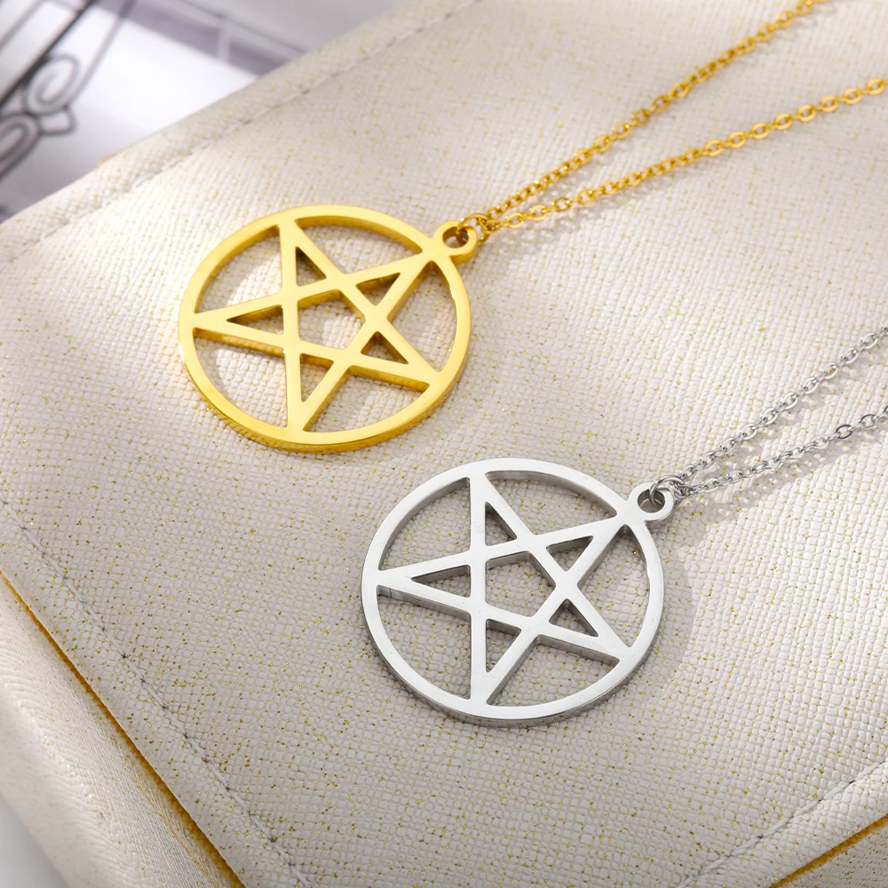Ожерелья с пятиконечной звездой для женщин и девушек ожерелье из нержавеющей