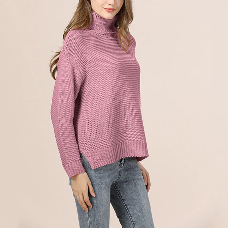 2019 осенние и зимние Новые однотонные свитеры большого размера OL commuter с высоким