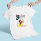 Детская одежда, топ с коротким рукавом для девочек, футболка с рисунком Микки Мауса в стиле Харадзюку, свободная Черно-белая детская футболка