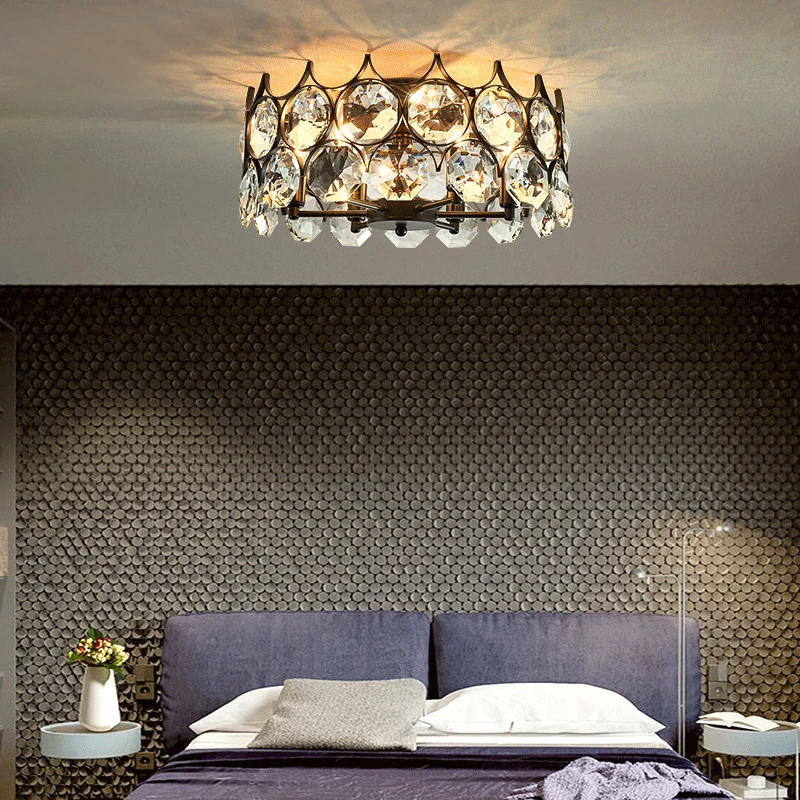 

Modern Crystal Ceiling light Vintage Living Room LED Ceiling Lamp Flush Mounted Light Fixture For Bedroom/Kitchen/Study Room