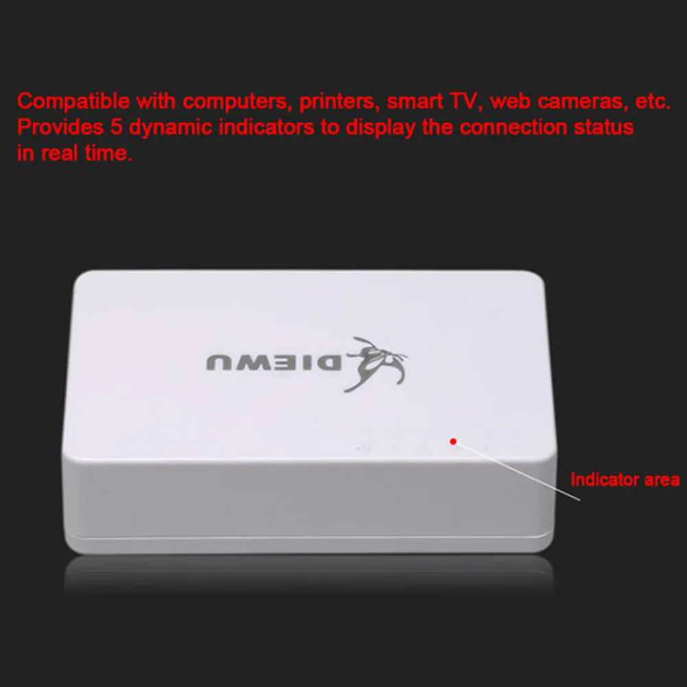 

Splitter 100 Mbps Network Hub Desktop Universal Self Adaptive 5 Port Full Half Duplex Ethernet Switch Home Mini Wall Hanging LAN