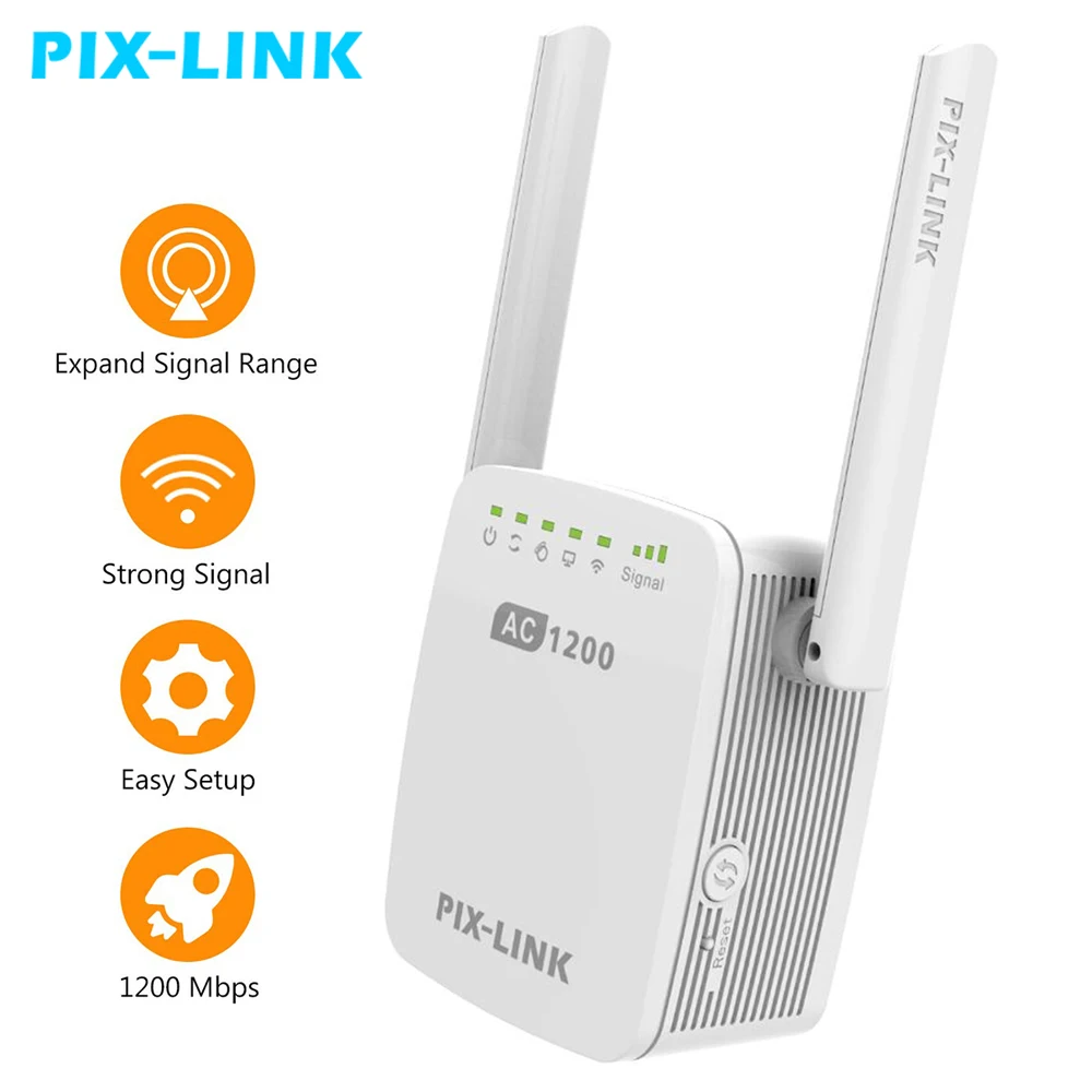 Extensor de Alcance Wi-fi sem Fio Pixlink Roteador Repetidor Wi-fi Extensor Internet Sinal Impulsionador Antenas Ampla Capa 1200mbps 2.4 – 5g