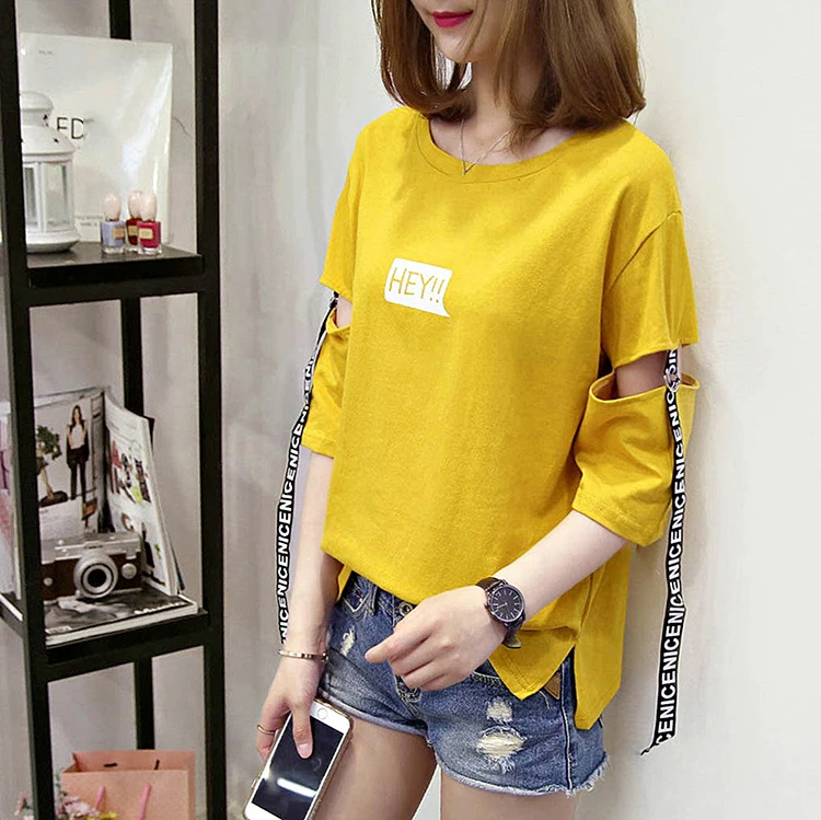 Летние корейские стильные футболки в стиле Харадзюку с надписями Hey и алфавитом