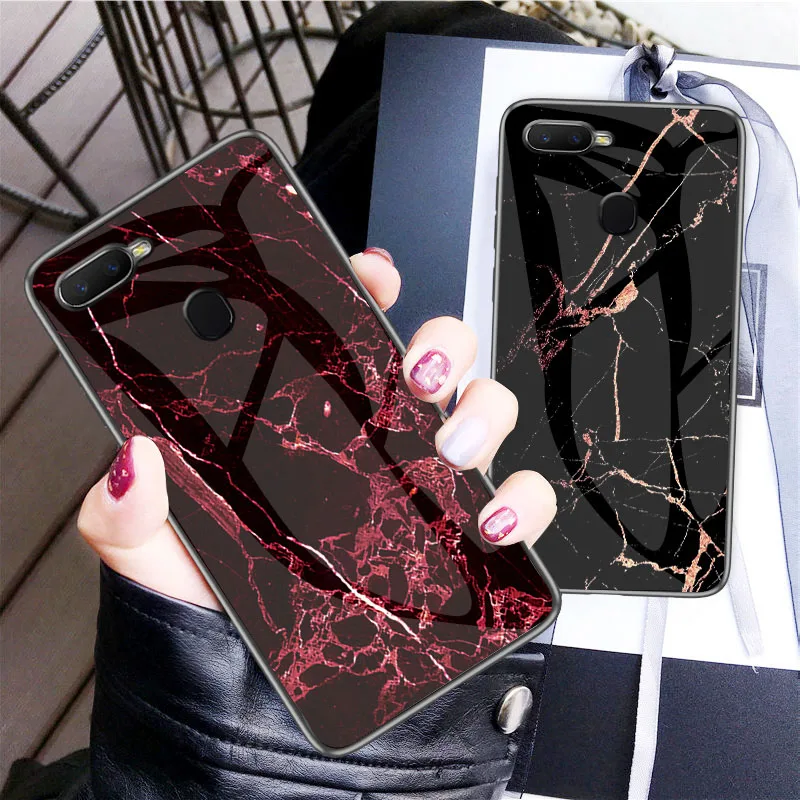 Чехол из закаленного стекла для OPPO F11 F7 F9 A7 A9 reno Z 2 чехол s градиентный мраморный