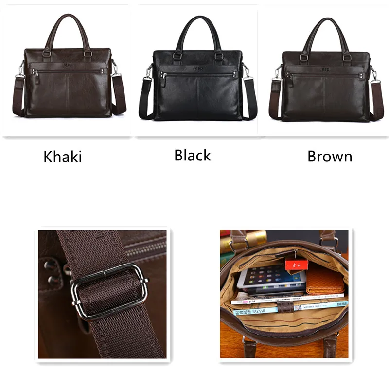 JEEP BULUO High Quality Briefcases Fashion Bag For Laptop Business Travel Bags Handbags Leather Office Shoulder Bags For Men