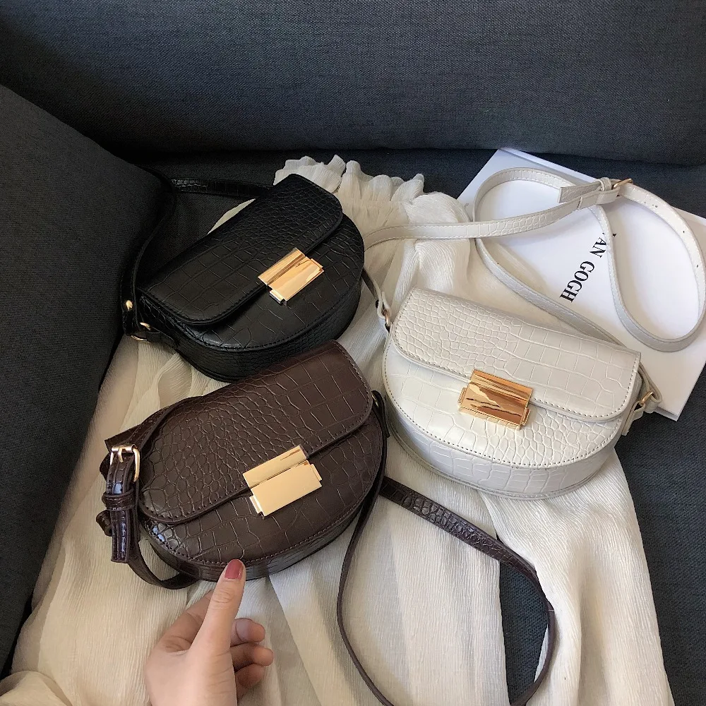 Винтажные кожаные сумки через плечо с крокодиловым узором для женщин новинка 2019