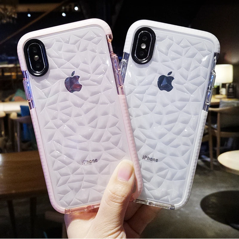 Thicken Drop-Proof Soft Diamond Case for iphone XR X XS MAX XsMax Silicone ShockProof Gasbag Full Protective Clear Cover | Мобильные
