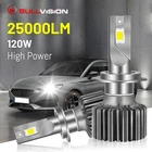 Светодиодные фары H7, 25000LM H4 H11 9005 9006 HB3 HB4 H8 H9 120W, высокая мощность 6000K CSP, чипы, медная трубка, автомобильные фары, грязь для объектива