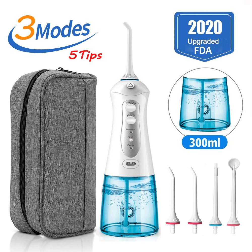 

3 Modes Portable Oral Irrigator Cordless Water Dental Flosser USB Rechargeable 5 Nozzles Water Jet Floss Tooth Pick 300ml