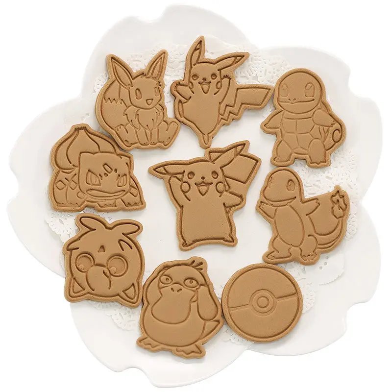 Cortador de galletas de Pikachu, herramientas de prensado 3D para hornear, herramientas de panader&iacute;a, suministros de cocina, juguetes de pokemon, fiesta de Navidad y Halloween-3