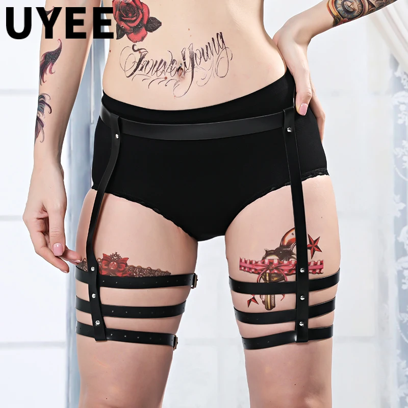 Кожаные Подвязки для ног UYEE чулки ремешок тела женское нижнее белье свадебные