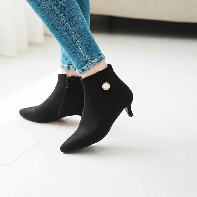 Big Size 10 - boots women shoes ankle for ladies woman winter Pure color pointed | Обувь