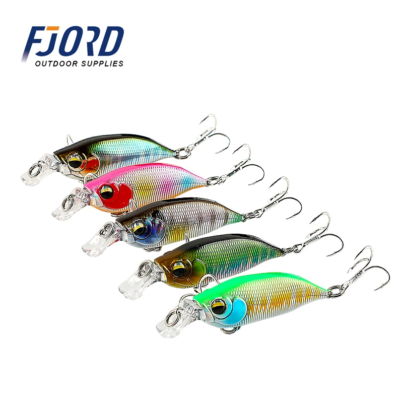FJORD 60mm 9g Floating Crankbait 5colors Minnow With 6# Hook 3D Eyes Laser Skin Throwing Distance 0-60mFishing Lure images - 6