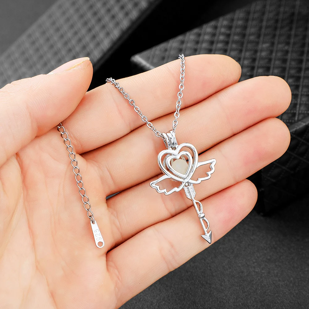 Angel Bola сердце с крыльями кулон желаний из нержавеющей стали для украшений ручной