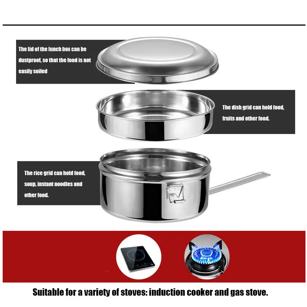 Многоцелевой 304 Ланч-бокс из нержавеющей стали двухслойная Изолированная миска