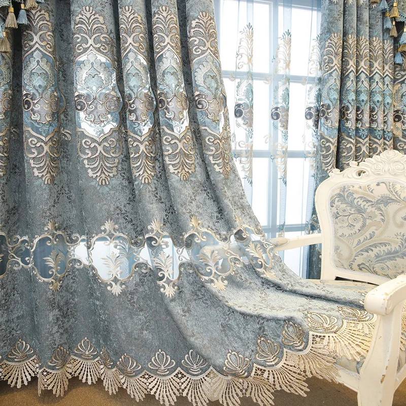 Прозрачная Вуаль занавеска для гостиной вышитая Европейский стиль кружевная
