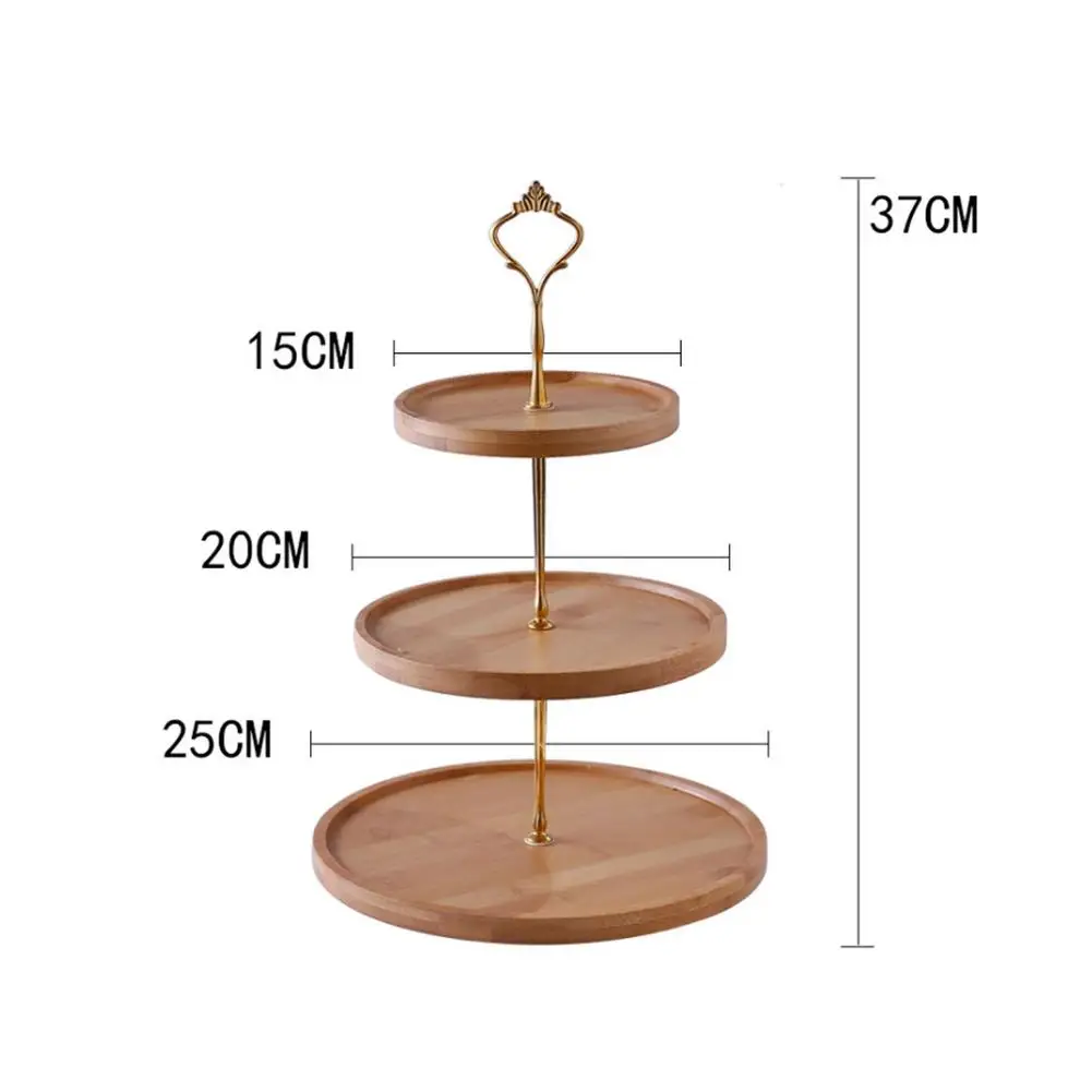

2or3 Tier Retro Simple Round Bamboo Household Bread Fruit Plate Tray Stand Innovative Storage Basket Exquisite Snack Rack