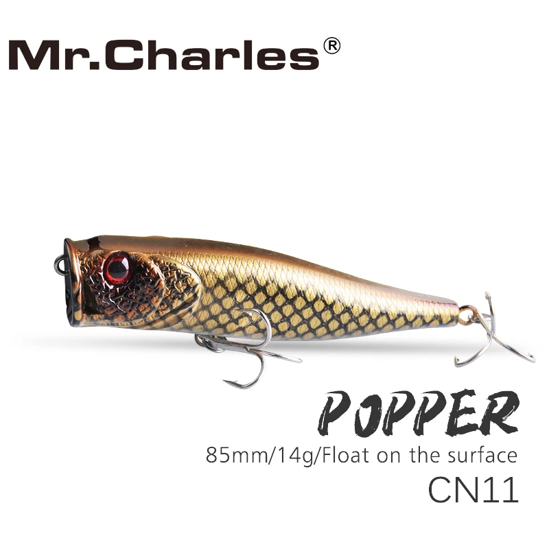 Mr.Charles CN11 Поппер приманка 85 мм 14 г поплавок на поверхности плавающая приманка твердая приманка с крючком из высокоуглеродистой стали