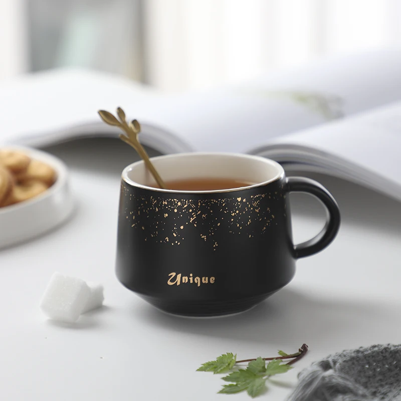 

Black White European Style Travel Coffee Cup and Saucer Set Modern Small Reuseable Coffee Cup and Saucer Porcelana Mug BD50CS