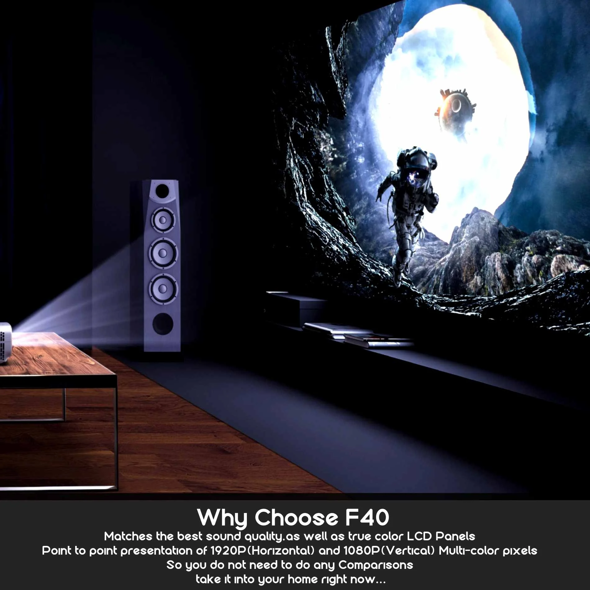 Светодиодный ЖК проектор VIVIBright F40 Full HD 1080P видеоплеер 3D с дистанционным