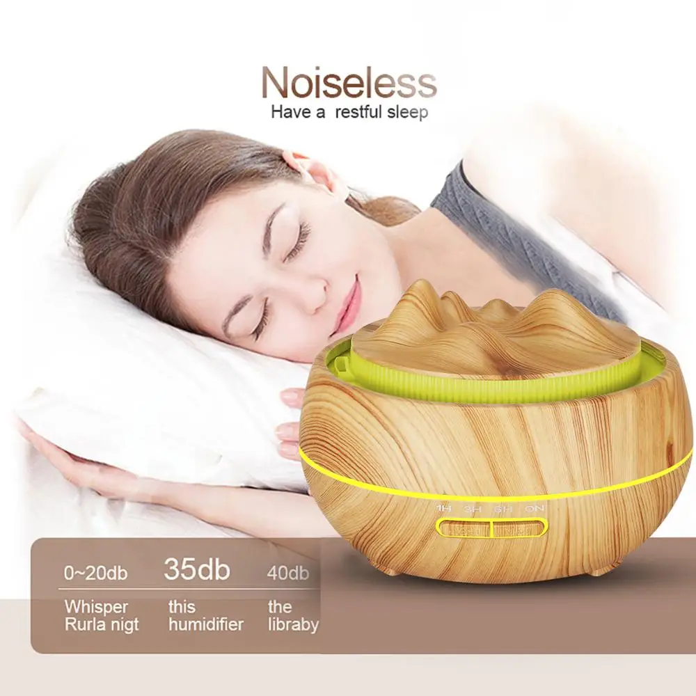 

NawsunLife Ultrasonic Mist Essential Oil Diffuser 400ml with Timer Waterless Auto Shut-Off Protection 7 LED Changing Colors