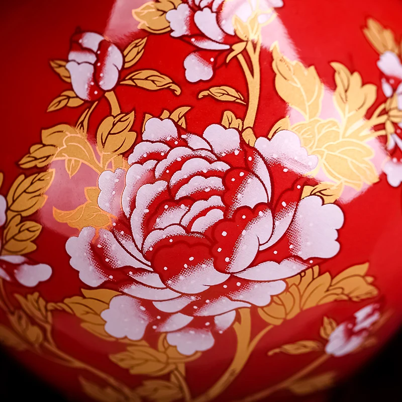 

Red vases small ceramic home living room decoration ornaments Chinese red crafts wedding gifts inserted dry vases