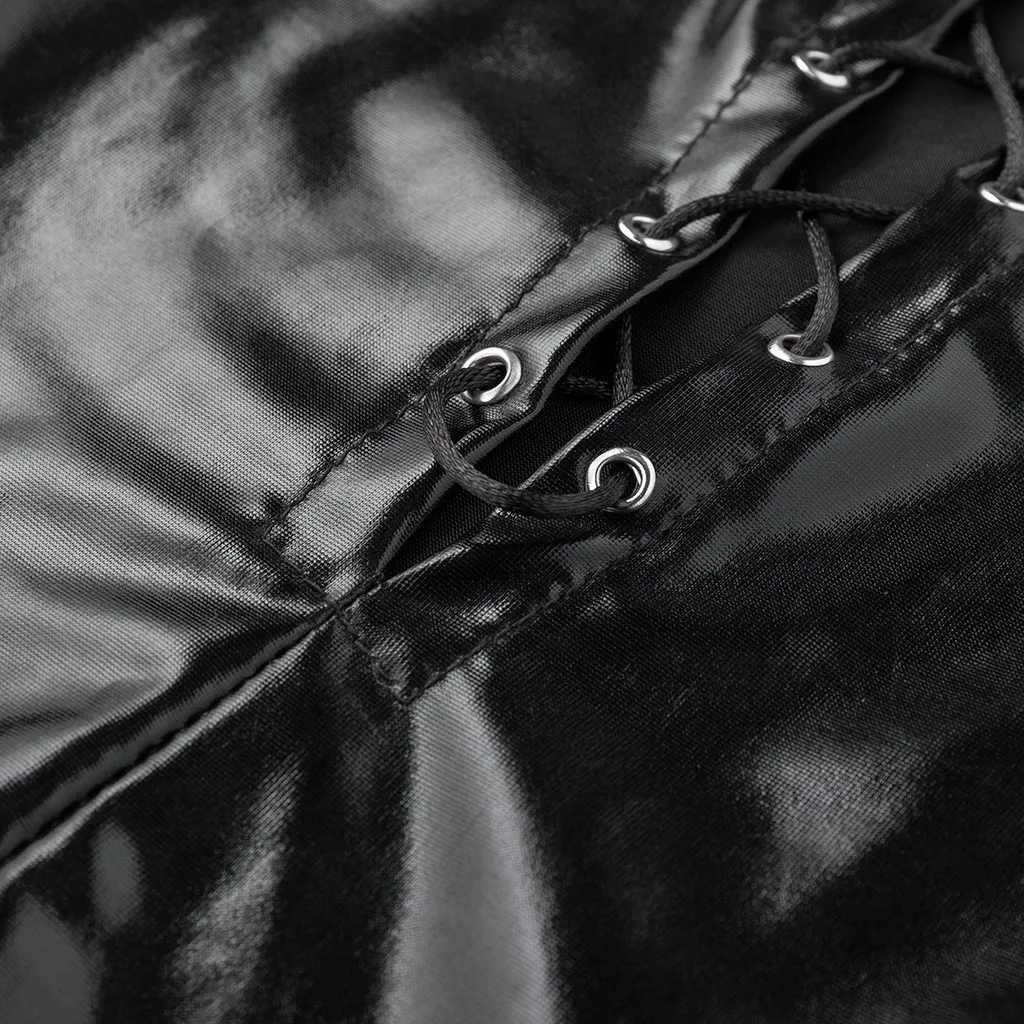 

Erotic Sexy Crotchless Latex Bodysuit Lace Up Lingerie Breast Exposing Transparent See Through Catsuit Leather Sexy Lingerie