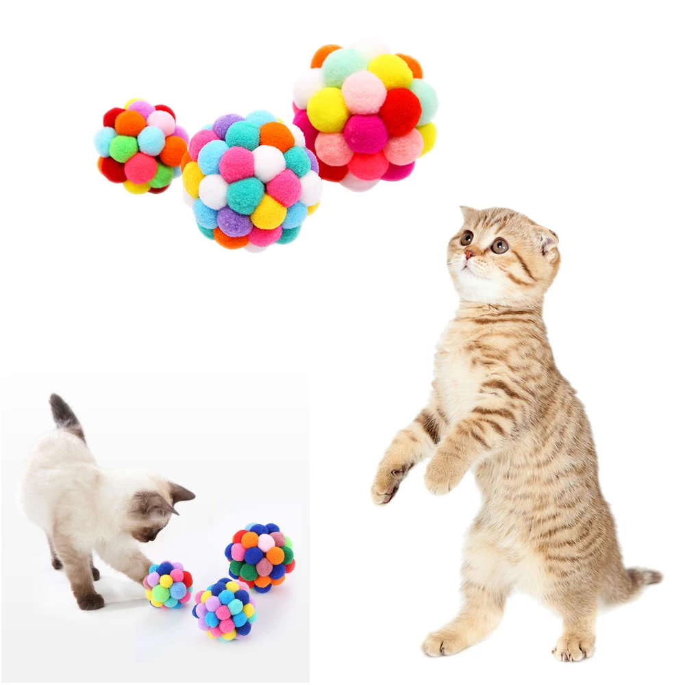 Горячий Новый S/M/L Забавный питомец кот игрушка мяч красочный эластичный ручной