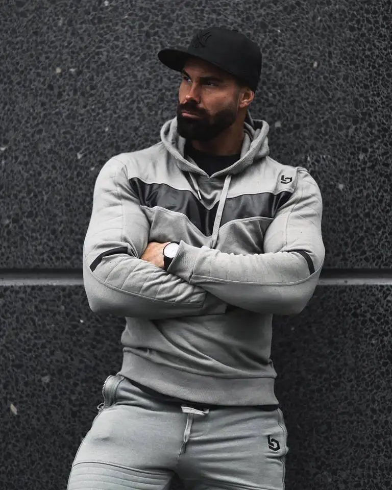 Light Gray Новая мужская спортивная одежда для бега фитнеса комплект осень зима тренировка бега трусцой спортивные костюмы для тренировок мужской спортивный костюм - Цвет: Light Gray