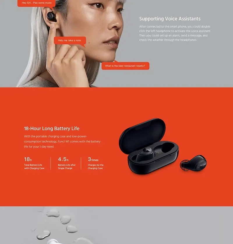 FUNCL W1 Youth bluetooth 5,0 наушники TWS Touch HiFi музыка беспроводной стерео водонепроницаемый для Xiaomi для samsung OnePlus