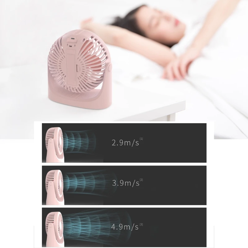 

1PC USB Desktop Fan With Battery Personal Small Table Air Circulator Fan Speed Adjustable Head 360Rotatable