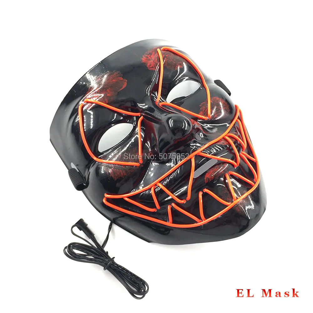 Аксессуары для костюма светящаяся ночная маска Ужасный страшный лица EL Wire