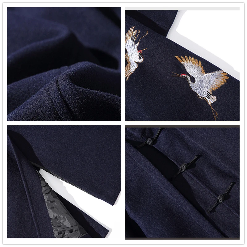 JDDTON Мужское пальто верхняя одежда вышивка Традиционная японская термальная