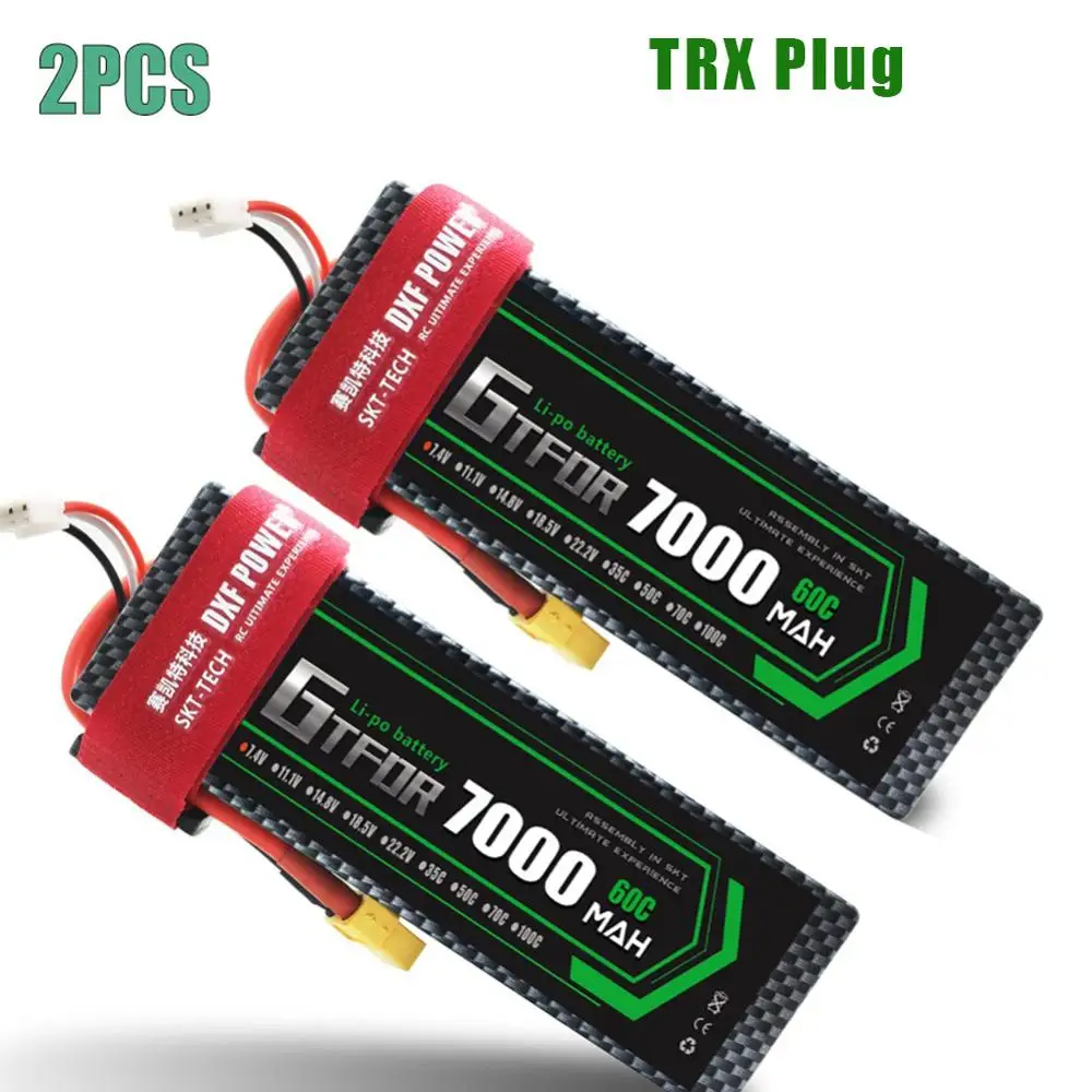 2PCS7000HARDTRX GTFDR 2 шт. RC батарея Lipo 7,4 V 11,1 V 2S 3S 6000MAH 6500MAH 6200MAH 7000mah 50C 60C 80C 100C 120C для RC Stampede автомобильный Дрон - Цвет: 2PCS7000HARDTRX