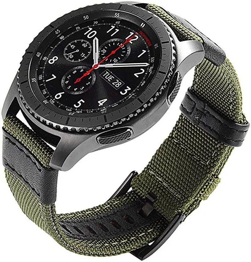 Ремешок нейлоновый кожаный для Samsung Galaxy Watch 46 мм 42 Active 2 Gear S3 Frontier Band 22 браслет Huawei GT