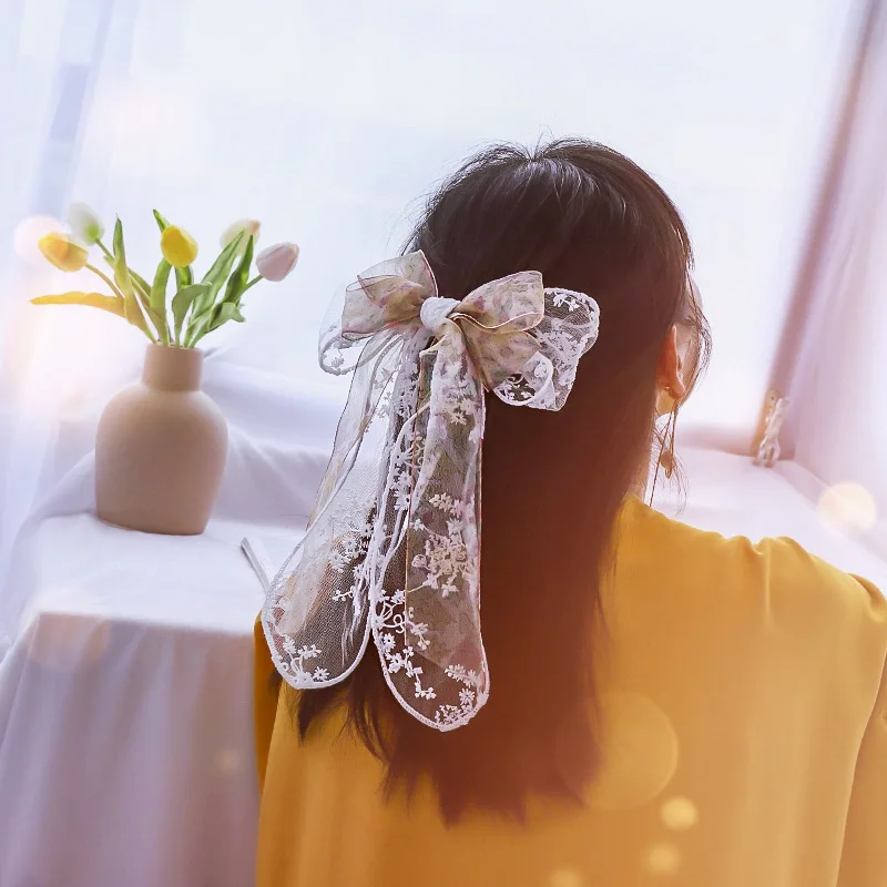 Женские заколки для волос с бантом и лентой цветочный головной убор в стиле бохо