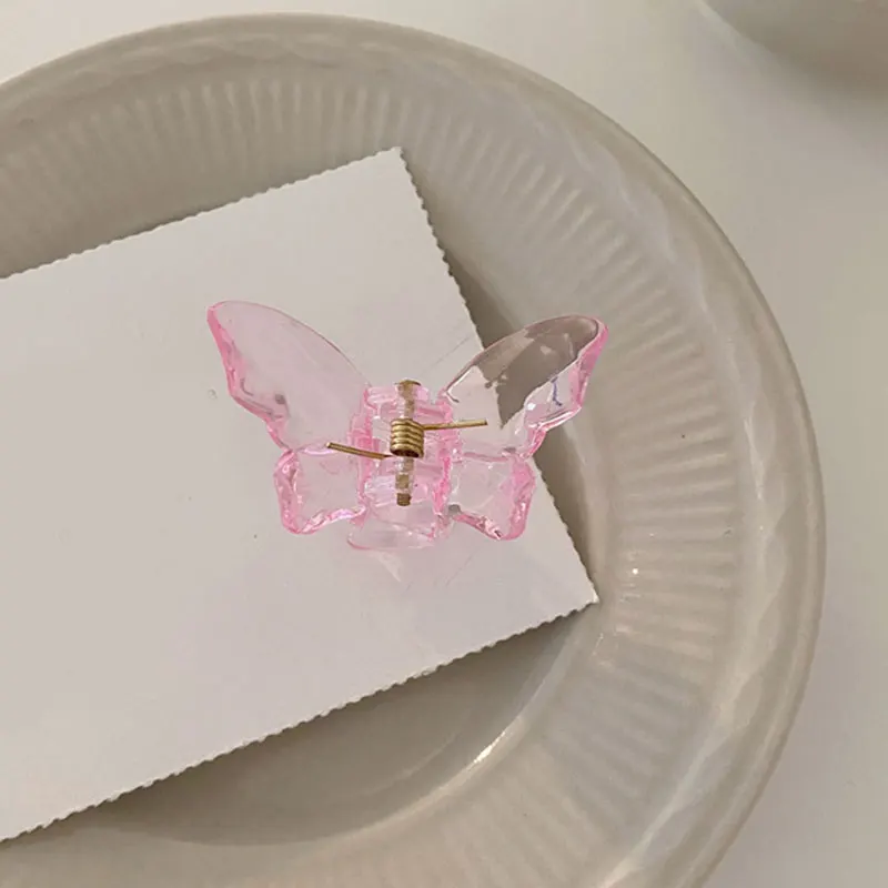 

Small Butterfly Acrylic Hairpins Transparent Hair Claw Colorful Mini hair Crab Bath daily Hair Clip Acrylic Hair Accessories