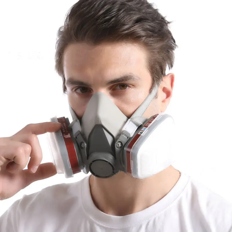 Полумаска противогаз 6200 респиратор с защитными очками для покраски распыления