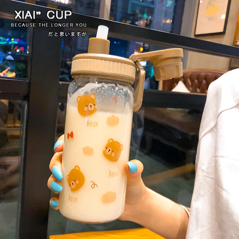 Boba чайные чашки с милым медведем соломенные стеклянные кружки чашка для кофе