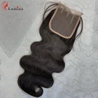 Бразильские волнистые человеческие волосы 4X4 на сетке, застежка с детскими волосами, естественный цвет, волосы без повреждений, бразильские волосы на сетке 22 дюйма