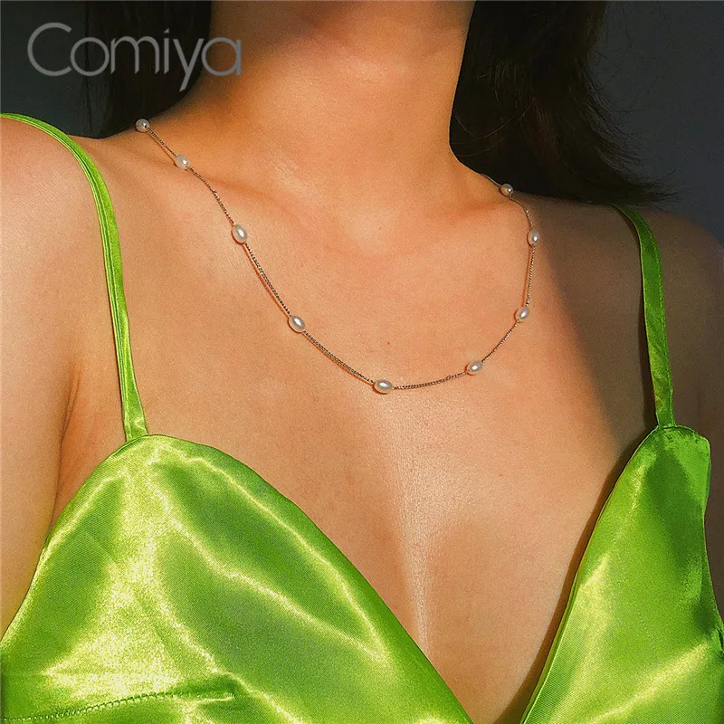 Ожерелье из цинкового сплава с жемчугом золотистого/серебристого цвета |