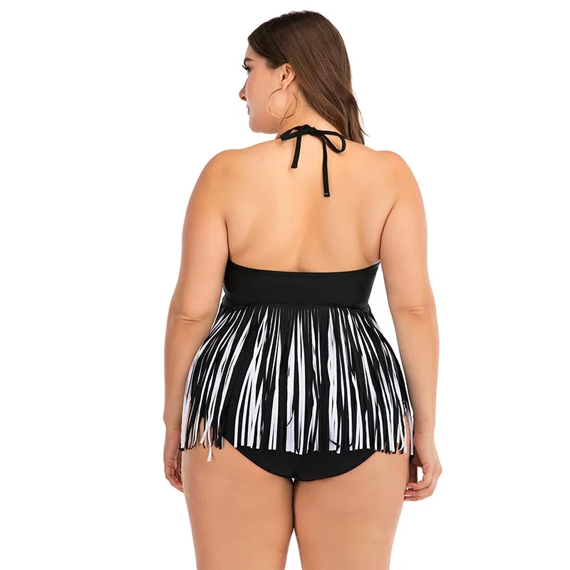 Новый Цельный купальник с кисточками женский большого размера бикини пуш ап