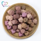 Силиконовые шестигранные бусины для прорезывания зубов для детей, 20 шт., 14 мм