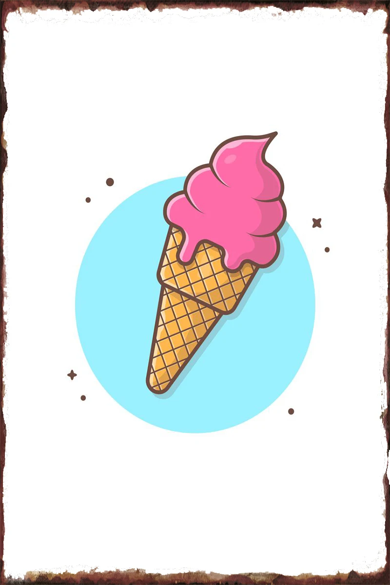 

Ice Cream Illustration Vintage Metal Sign Tin Sign Tin Plates Wall Decor Room Decoration Retro For Home Club Man Cave Cafe Pub