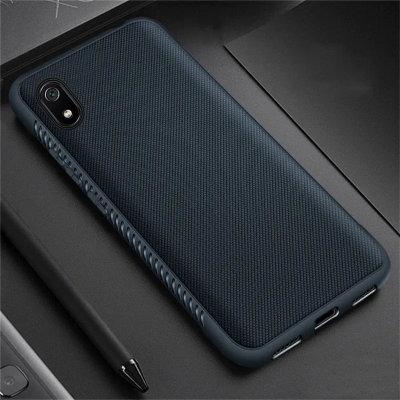 xiaomi Redmi 7A чехол 5.45 дюймов тонкий против скольжения матовый мягкий силиконовый доспех защитный чехол для на xiaomi Redmi 7A чехол на Redmi 7 A чехол обложка телефона сумка - Цвет: navy