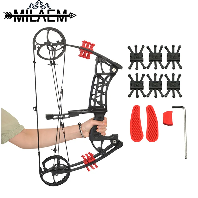 1Pc Archery Compound Bow 30-55lbs Black Steel Ball Bow Aluminum Alloy Bow Riser for Outdoor Sports Hunting Shooting Accessories