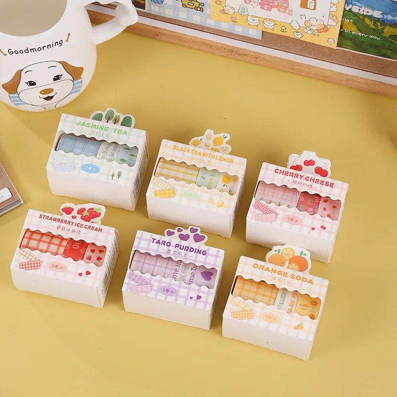 3 Rolls Washi Tape Set Taro Pudding Series Decoration Japanese Decorative Masking Tape for Arts Crafts Diy Scrapbooking Planners